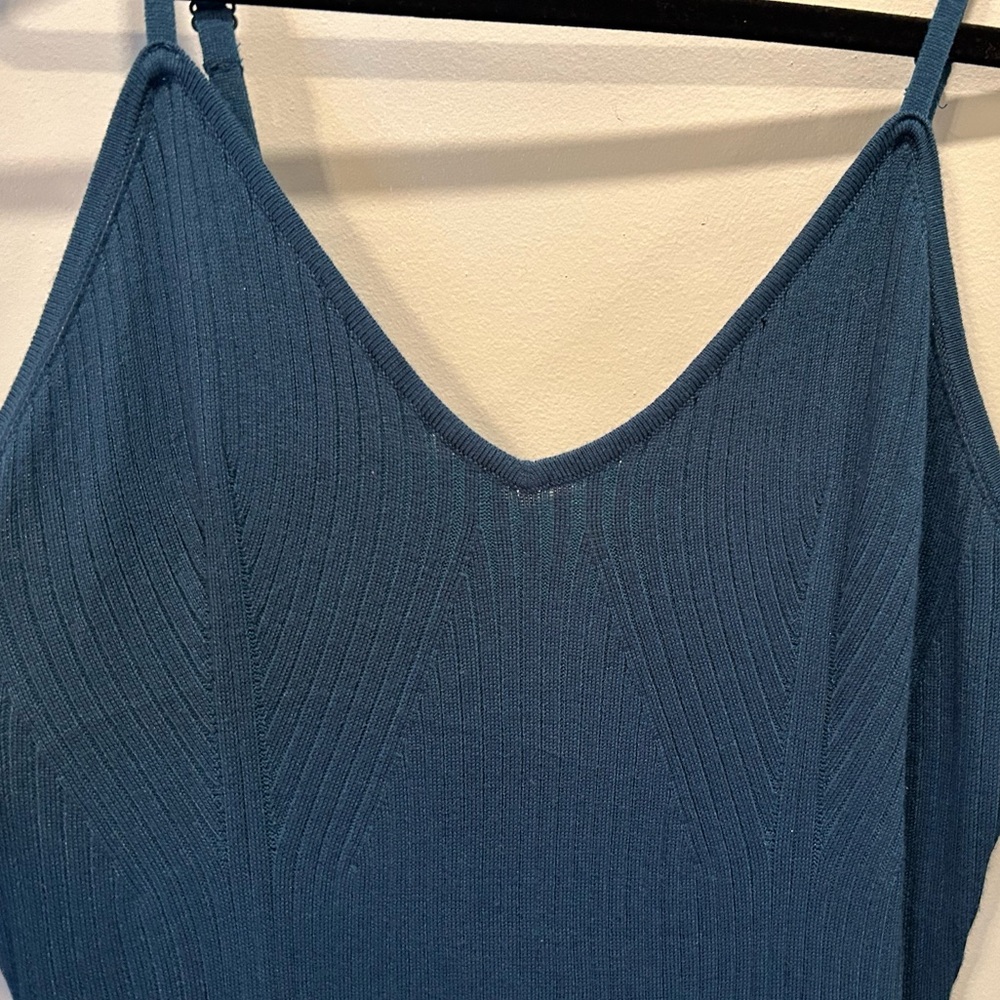 Teal Blue Bodycon Spaghetti Strap Sweater Dress XL - Picture 13 of 14